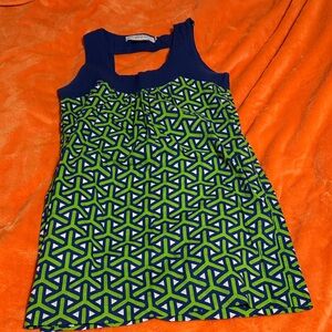 Gretchen Scott Designs Blue and Green Geometric Dress